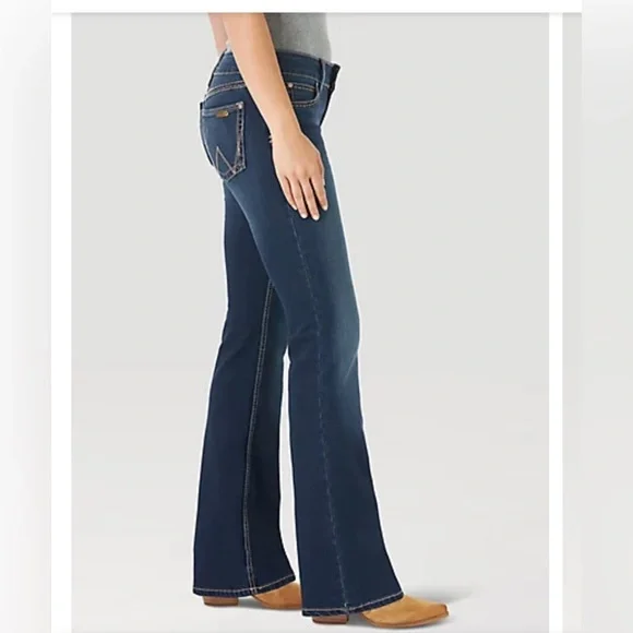 Wrangler mae mid-rise HT wash retro boot cut jeans size 24/00x34 new - Picture 6 of 12